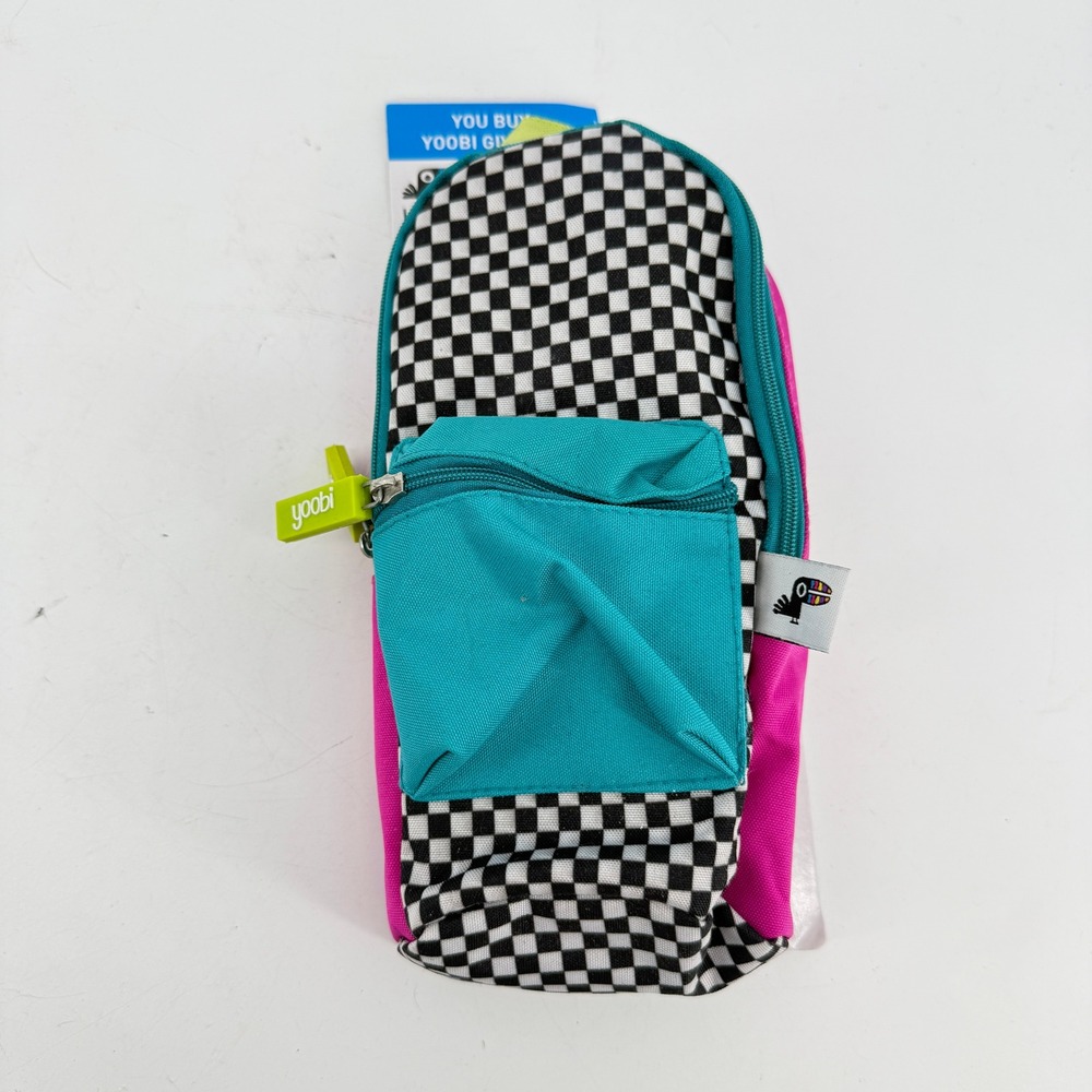 Yoobi Pencil Pouch Kids OS Multi Checkered Adjustable Notebook Strap 15AADRESAV